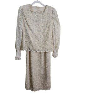 Vintage Fully Beaded Sequined Gown Mother Of Wedding Size S(34)